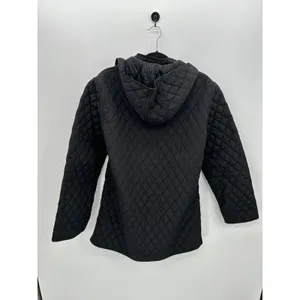 Garnet‎ Hill Black Essential Quilted Coat Snap Zip Removable Hood Sz 14 Pockets thumbnail 2