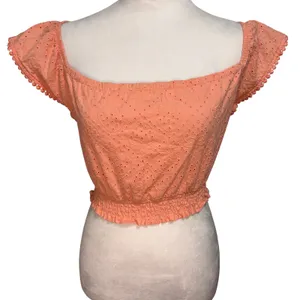 Happily Grey Eyelet Crop Top Women S Peach Fruit‎ Smocked Boho Cottage Prairie thumbnail 2