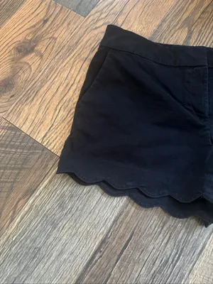 LOFT Black Scallop Hem The Riviera Short High Waist Women's Shorts Size 8 thumbnail 3