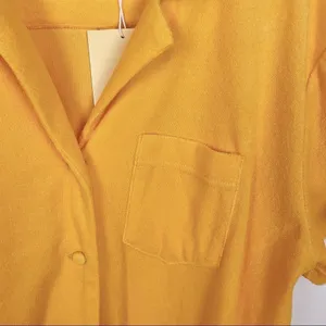 Charlie Holiday Cleo Terry Cloth Shirt Shorts Set Orange Resort Beach Lounge thumbnail 5