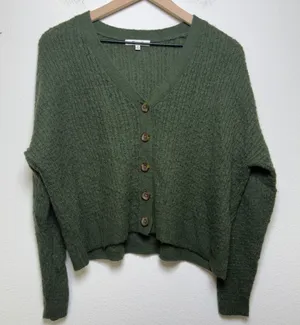 Madewell Women Alpaca Mayfair Cardigan Sweater XS‎ Green Goblin Gremlincore thumbnail 1