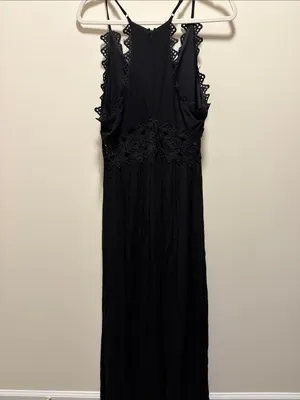 Lulu's Black Crochet-Trim Maxi Dress thumbnail 2