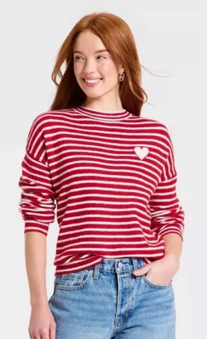 A New Day Women's Valentine's Pullover Heart Sweater XL - C30-058 thumbnail 1