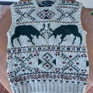 Ralph Lauren vintage 90s moose sweater vest 100% wool sz m thumbnail 4
