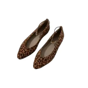 Reden Leopard Print Calf Hair Pointed Toe Ankle Strap Ballet Flats Women’s EU 39 thumbnail 4