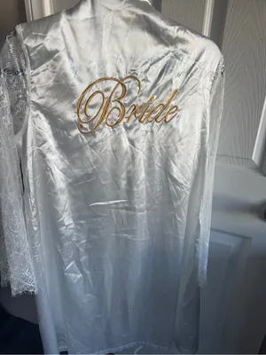 Women's Satin & Lace Robe - White thumbnail 5