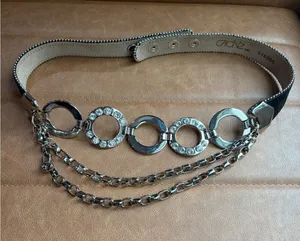 Cache Silver Hoop Ring Belt Layered Chain Rhinestone Y2K thumbnail 1