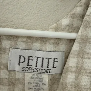 Petite Sophisticate Vintage 90s white and cream gingham linen mini dress thumbnail 2