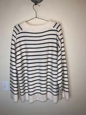 For The Republic Striped Knit‎ Sweater Cream Black 2X NWT thumbnail 2