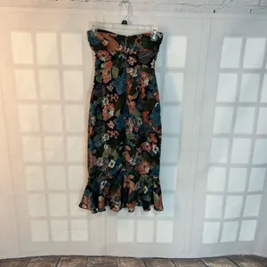 About Us Chloe Multicolor Floral Cut Out Front Strapless Midi Sundress Size XXS thumbnail 7