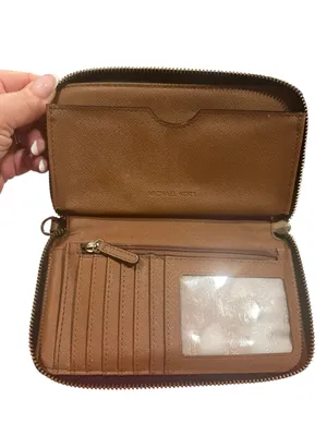 Michael Kors Jet Set Continental Wallet MK Signature Black Brown thumbnail 4