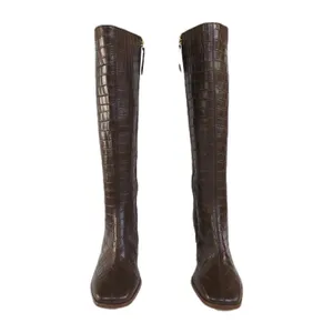 JOURNEE COLLECTION Tamori Leather Boot Brown Croc Embossed Knee High Women's 9.5 thumbnail 6