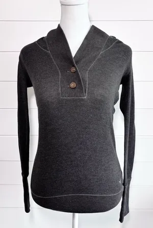 American Eagle Vintage Y2K Gray Long shirt with hoodie Size S thumbnail 1