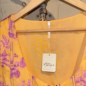 Free People dress Sully NEW floral blooms pink orange sunshine combo lined thumbnail 8