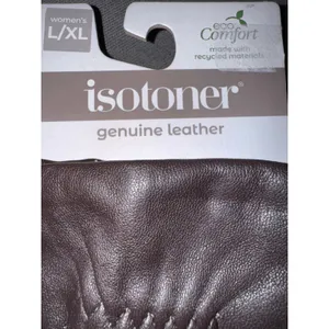 Brand New Isotoner Women's Size L/XL Brown Genuine Leather Gloves thumbnail 4