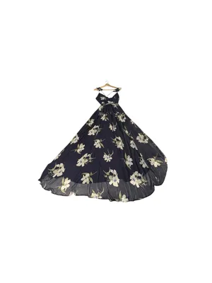 Lulus All Mine Wrap Maxi Dress XXS Navy Blue Floral High Slit Wedding Guest NWT thumbnail 9