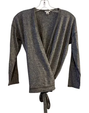 J Crew Grey Heathered Wrap Cardigan Tie Front Sweater Top S‎ Linen Blend thumbnail 1