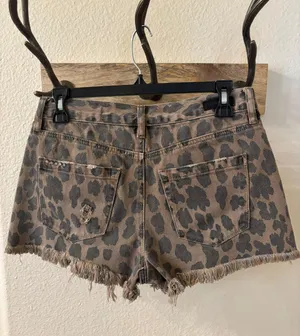 Cheetah Print Denim Shorts thumbnail 2