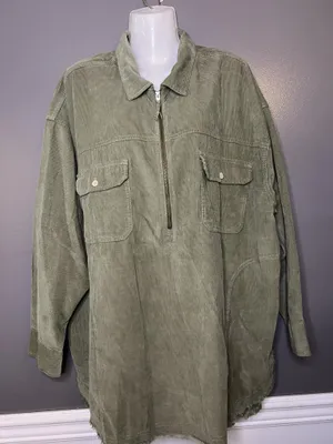 OFFLINE By Aerie Jacket Womens XL Green Corduroy 1/2 Zip Long Shacket Oversized thumbnail 2