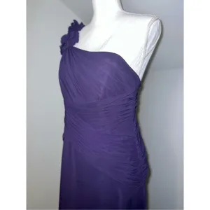 David's Bridal Women’s Wedding Guest Party Gown Bridesmaid One shoulder Dark Purple 10 thumbnail 3