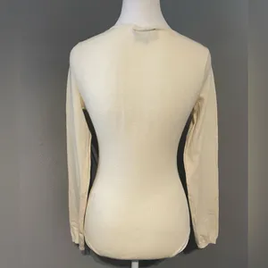 Vici Collection Cream Slim-Fit Ribbed Henley Bodysuit/Tee thumbnail 4