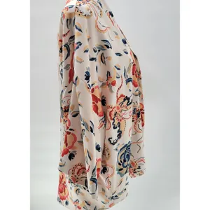 Zara TRF Outerwear Duster Kimono Jacket S-M White Floral Thick Fabric Open Front thumbnail 14