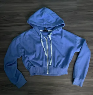 Cropped Zip Up Jacket Blue thumbnail 1
