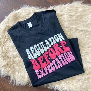 New unworn Black Pink "regulation Before Expectation" Graphic Print T-shirt L thumbnail 1