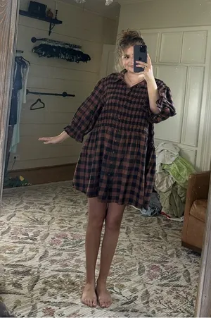 Free people plaid mini dress thumbnail 1