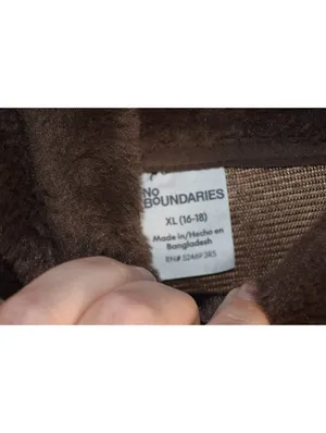 No Boundaries Brown Fuzzy Fleece Hoodie Size XL (16-18) – Leopard Star Pullover thumbnail 3