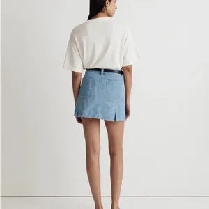 Madewell Pleated Denim A-Line Mini Skirt Women’s 27 Stilecroft Blue Wash Cotton thumbnail 4