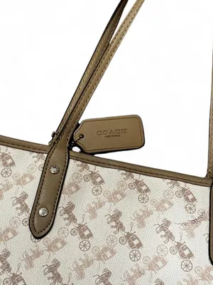 Coach Reversible City Tote Bag Beige Horse & Carriage Coated Canvas Leather thumbnail 4