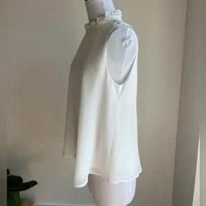 Anthropologie Sunday In Brooklyn White Pleated Ruffle Neck Blouse thumbnail 5
