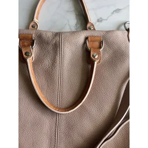 Pulicati Italian Leather Tote Bag Taupe Beige Convertible Crossbody Purse thumbnail 12