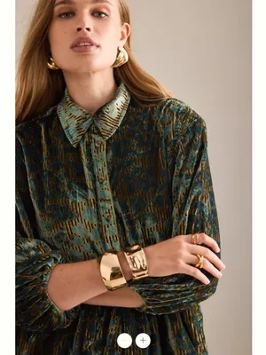 Anthropologie The Bettina Tiered Shirt Dress by Maeve: Mini Velvet Edition thumbnail 5
