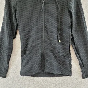 New Mix L/S Full Zip Activewear Hooded Jacket Women's Small Black Textured thumbnail 3