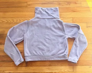 ALO Yoga Advance Mesh Inset‎ Fleece Crop Sweater Womens M Mauve Cowl Turtleneck thumbnail 1