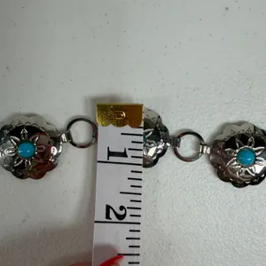 Thunderbird Western Boho Chain Belt Silver Turquoise Concho Lightweight Festival thumbnail 7