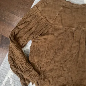 We the free forest green oversized soft linen long sleeve Henley flowy top thumbnail 10