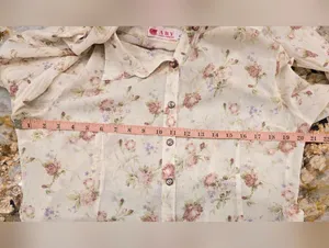 Vintage long-sleeve button-up shirt floral print Cotton XL thumbnail 8