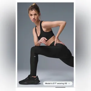Alo Yoga Black Precision Tank + High-Waist Airlift Legging Set Sz S NWT $202 thumbnail 2