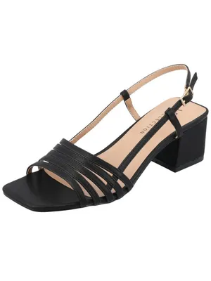 Journee Collection Strappy Slingback Block Heel Sandals SHAYANA Black 7.5 thumbnail 9