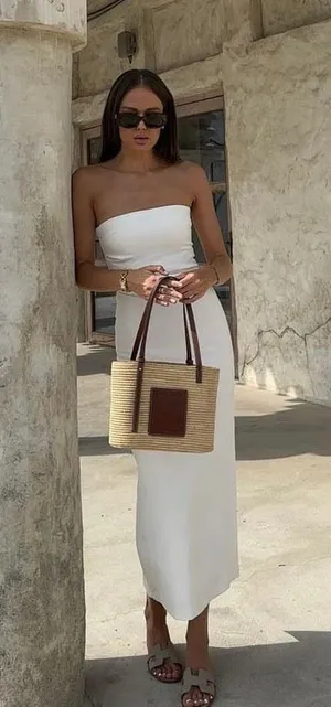 Zara dress bodycon strapless sleeveless tailored midi white wedding party thumbnail 6