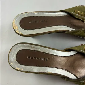 6.5 Bonnibel Olive green jewel sequin wooden slip on point clogs thumbnail 6