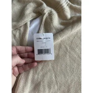 Free People Sweater Criss Cross Tunic V-Neck Long Sleeve Cream Size L thumbnail 9