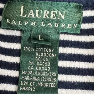 Ralph Lauren Black and White Striped Long Sleeve Top - Size Large - GUC thumbnail 6