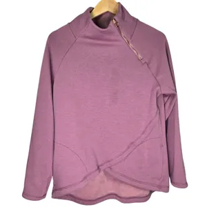 Earth Yoga M Organic Cotton Blend Purple‎ Asymmetrical Zip Pullover Sweatshirt thumbnail 1