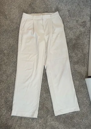Old Navy Cream High-Waist Straight-Leg Trousers thumbnail 1