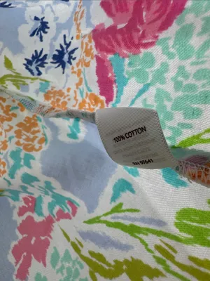 J. Jill Floral Watercolor Tunic in Blue, Pink, Green cotton roll tab sleeves M thumbnail 11