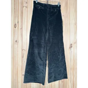 NWT J. Crew Wide Leg Trouser Pants Black Washed Velvet Soft Luxe Sz 26P Petite thumbnail 2